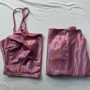 Windsor Blush Pink Holographic Skirt Set